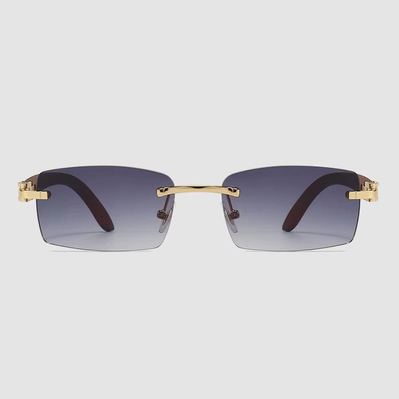 Rectangle Fashion Rimless Sunglasses for Women Men Frameless Shades Retro Vintage Trendy Eyewear