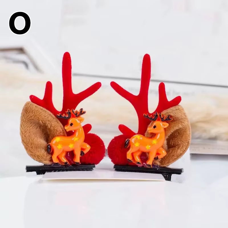 Christmas Antler Hair Clips Deer Ear Hairpins Festivals Christmas Headbands Pine Cones Hair Ball Adult Headwear Hair Accessories