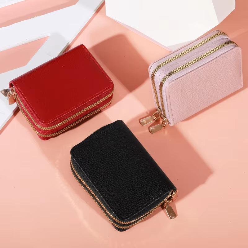 Women Zipper Short Style Purse Lycheepattern Fashion Large Capacity Multi Caroslot Coin Purse with Zipper