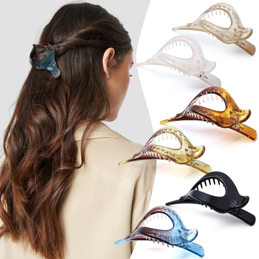 6PCS Flat Claw Clips - French Concor Flat Hair Clips for Women - Flat Hair Clips