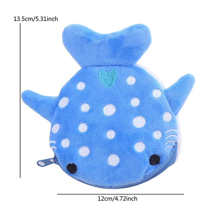 Cartoon Cute Whale Shark Coin Purse Kawaii Wallet Portable Plush Coin Bag Key Earphone Coin Organizer Pouch Zipper Bag Kids Gift