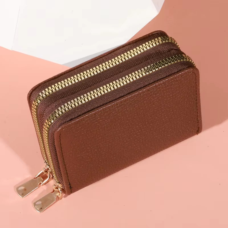 Women Zipper Short Style Purse Lycheepattern Fashion Large Capacity Multi Caroslot Coin Purse with Zipper