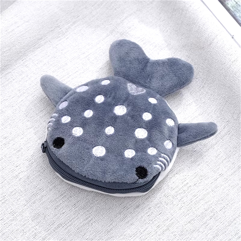 Cartoon Cute Whale Shark Coin Purse Kawaii Wallet Portable Plush Coin Bag Key Earphone Coin Organizer Pouch Zipper Bag Kids Gift