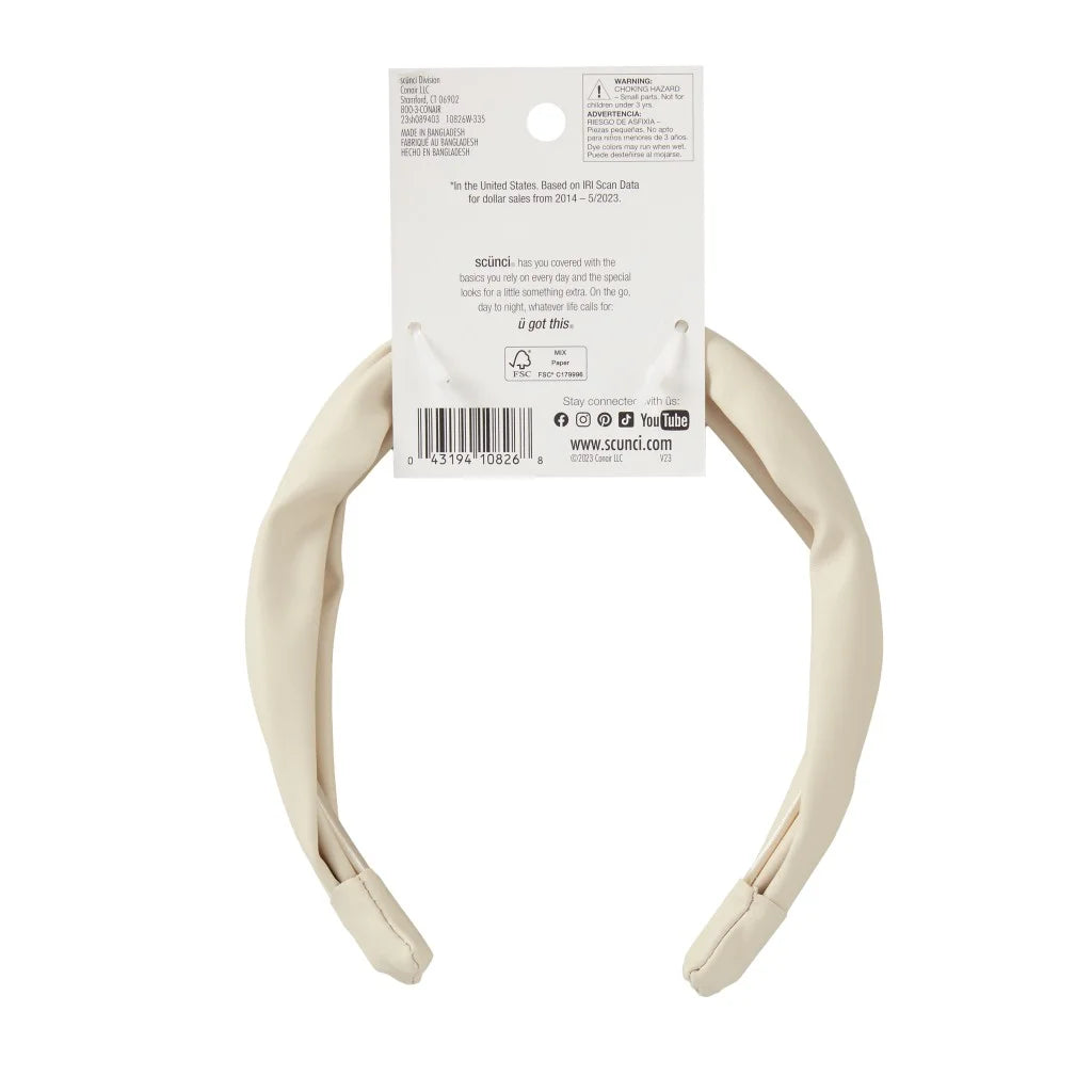 Tayshia by  Leather Knotted Headband, Ivory, 1 Count