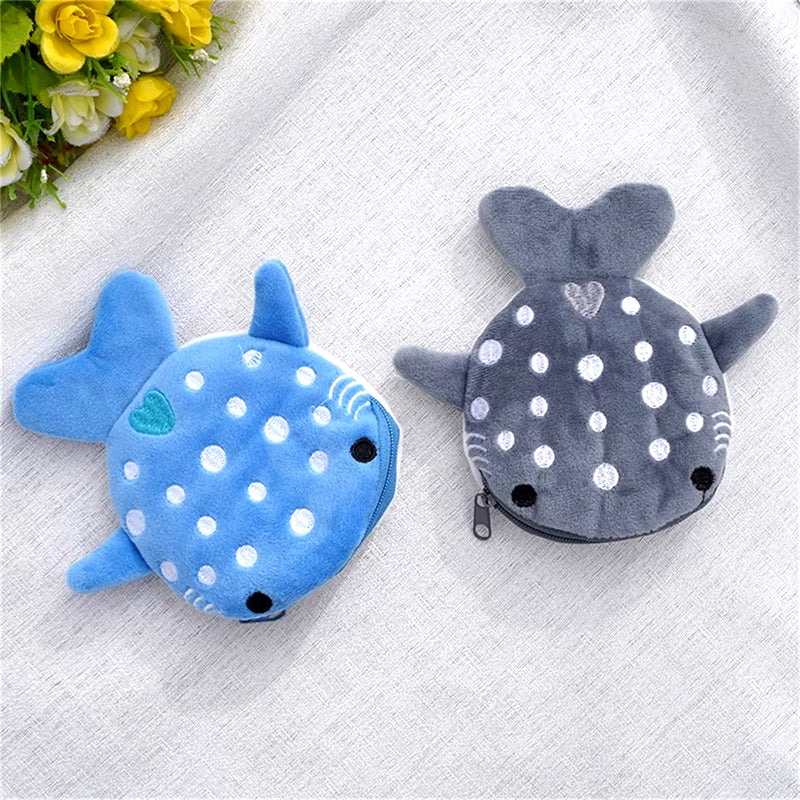 Cartoon Cute Whale Shark Coin Purse Kawaii Wallet Portable Plush Coin Bag Key Earphone Coin Organizer Pouch Zipper Bag Kids Gift